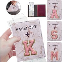 Fashion Passport Protective Cover Embroidery Letter Pattern Travel Passport Holder Wallet Gift PU Leather Card Case Cover Unisex