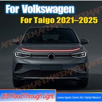 1pc For Volkswagen Taigo 2021-2025 Led Car Hood Daytime Running Light Strip With Start Scan Car Decorative Atmosphere Lamps DRL