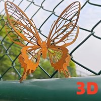 Rusted Metal Butterfly Wall Art Decor Vintage Double Layer Hollow Cutout Butterfly Wall Hanging Rustic Outdoor Garden