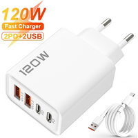 120W PD 4 Ports USB C Charger Quick Charge Type C USB Phone Charger Fast Charging Adapter for Samsung iPhone Huawei Xiaomi 2026