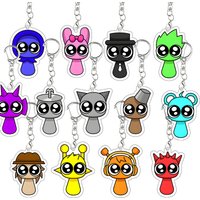 Sprunki Acrylic Keychain Wenda Pinki Gray Jevin Bag Decor Accessories Anime Cartoon Pendant Cosplay Props Keyring Birthday Gift
