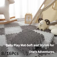 30x30x1cm 8/16 Stück Baby Spielmatte Teppich für Baby EVA Schaum Rutschfester Plüsch Teppich Schlafzimmer Nachttisch ineinandergreifende Matte DHDH