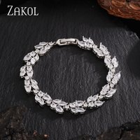ZAKOL Shiny Cubic Zirconia Silver Color Engagement Wedding Bridal Bracelet Jewelry Accessories for Women