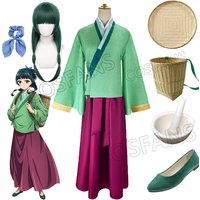 Maomao Cosplay Costume Tops Dress The Apothecary Diaries Mao Mao Green Wig Hair Shoe Halloween Roleplay Prop Bamboo Basket Prop