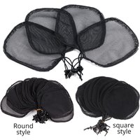 Black Weaving Net Cap With Elastic Drawstring Ponytail Hair Net For Making Afro Puff Hair Bun Wig Making Tools Hairnet Base