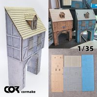 Assembly Architectural miniature Building Architecture Medieval European town gatehouse house diorama Scale models kit 1/35