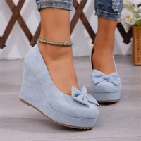 New Spring/Autumn Pointed Toe Wedge Heel Shoes for Women, Fashionable Thick Sole Low-Cut High Heels, Women's Shoes