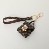 New cross-border mode earphone handbag rope keychain PU mini key lock bag jewelry keychain