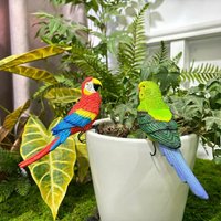 Parrot Ornaments, with Beautiful And Fine Carving Table Decoration, Realistic Colorful Ornament for Living Room Bedroom Office