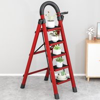 Foldable Step Ladder 4 Step Folding Step Stool with Handle Heavy Duty Anti-Slip Pedal Multipurpose Ladder for Kitchen Home