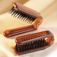 Foldable Portable Boar Bristle Hair Comb Massager Travel Hairbrush Styling Accessory Head Comb Boar Bristle Hairdressing Tool