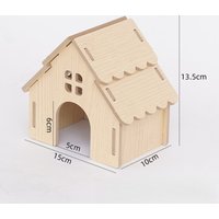 Natural Wooden Hamster House Durable DIY Crafts Hamster Hide Villa Activity Climb Toy Chew-proof Small Pets Hideaway