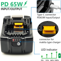 TPCELL PD65W 4/5/6AH For Makita 18V Battery with Type-C Input/Output Power Tools Li-ion Replacement LXT BL1850 BL1840
