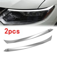 2 Pcs Car Front Headlight Eyebrow Cover Trim ABS Chrome Silver Sticker Accessories for Nissan XTrail X-Trail T32 2014 2015 2016