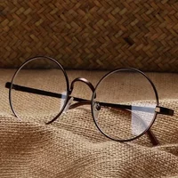 Round Metal Frame Glasses Flat Retro Art Glassesed Cosplay Anime Glasses Cosplay Accessories Anime Adult Boy Clothing Props Gift