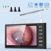Visual 7-inch IPS Screen Endoscope with Stand, 3.9mm 1080P HD Otoscope Ear Scope Detachable Design for Ear Wax Removal