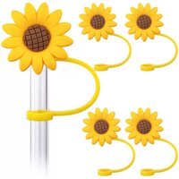 Sunflower Straw Caps Silicone Dust-Proof Plug Covers for Tumblers Glass Straws Flower Shaped Drinking Accessories Straw