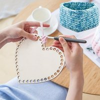 5pcs Heart-Shaped Wooden Knitting Basket Base Crochet Bag Bottom for Thick Yarn DIY Basket Weaving Supplies Heart Shape Bag