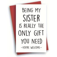 1pc Personalised Sister Birthday Card With Envelopes,Funny Birthday Card For Sister, Humorous Birthday Greeting Card For Sister,