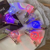 New Luminous Luminous Hairpin Party Hairpins Simulation Light Bulb Lighted Hair Clips Bulb Shape Hairpin Girls Wear