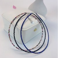 24-27cm Anklet For Women 925 Silver Jewelry Bead Foot Chain Natural Stone 2MM Tourmaline New In Cute Summer Black Spinel