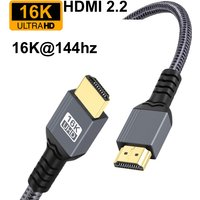 0.5M/1M/2M Braided Gold Plated HDMI 2.2 16K@144hz 8k60Hz High Speed 96Gbps QFT UHD HDR EARC Cable For HDTV Laptop TV PS5 Gaming