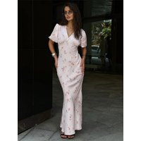 Tossy French Vintage V-Neck Puff Sleeve Satin Dress Women Elegant Floral Print Ruched Mermaid Maxi Sundress Fairycore Robe 2026