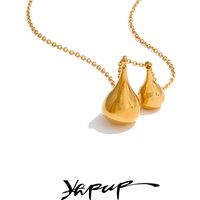 Yhpup Metal Handmade Polished Stainless Steel Water Drop Teardrop Pendant Necklace Rust Proof Trending Attractive Collar Jewelry