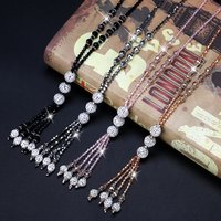 Mode Quasten Lange Pullover Kette frauen Kristalle Inlay Perle Anhänger Halskette Kleidung Zubehör Party Schmuck