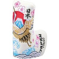 PU Leather Crane Japan Embroidery Strong Magnetic Closure Golf Headcover Blade Putter Cover