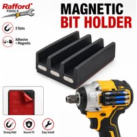 Rafford 3-Slot Magnetic Bit Holder — Self-Adhesive Screwdriver Bit Organizer for Power Drills and Metal Surfaces