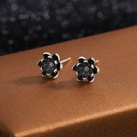 Uini Tail hot selling new 925 sterling silver retro simple lotus earrings Chinese style fashionable sweet accessories ED297