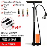 Portable 160PSI Bike Pump with Pressure Gauge, 3-in-1 Nozzle Fits Schrader & Presta, for Bikes, Balls & Cars Inflation
