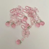 Cute beaded peach keychain y2k style Handmade gift