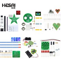 Electronic Diy Kit Heart Shape LED Voice Control Rotating Star Shape Gyro Learn to Solder Beginner Laboratory
