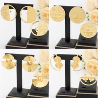 Gold Color Jewelry Set For Women Dubai Round Earrings Adjustable Ring Nigeria Bridal Jewelry Accessories Wedding Bracelet Party