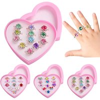 12/36pcs Cartoon Cute Rings Adjustable Party Favors Festival Gift for Guest Crystal Jewelry Alloy Animal Enamel Ring TMZ