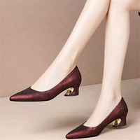 2026 Spring/Autumn New Arrival Comfortable Soft Leather Mid-Heel Wedding Banquet Shoes