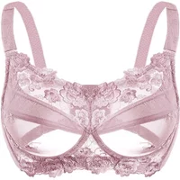 Women's Non-padded Full Coverage Underwire Minimizer Embroidered Bra 34 36 38 40 42 44 46 48 B C D E F G H