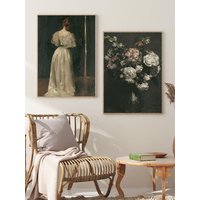 Vintage Victorian Library Painting Canvas Poster Dark Academia Wall Pictures Insect Prints Cottagecore Women Living Room Decor