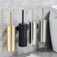 Porte-brosse de toilette en acier inoxydable, accessoires de salle de bains, brosse de toilette noire, brosse de nettoyage de WC murale FR07