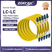 ZoeRax 1PCS OS2 LC-LC Duplex Single Mode Fiber Optic Patch Cable 1G/10G Fiber Optic Cord 9/125µm SMF 2.0mm Fiber Cable Jumper