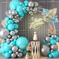 104 Pcs Silver and blue Balloon Garland Kit Arch for Girls Women Birthday Wedding Baby Bridal Shower Party Decoration