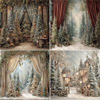 Mehofond Photography Background Winter Christmas Forest Pine Tree Arch Door Xmas Kids Family Portrait Decor Backdrop Photo Studi