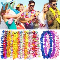 12-60PCS Multicolor Tropical Flower Necklace for Dance Party Summer Beach Pool Birthday Decorations and Favors Hawaiian Garland