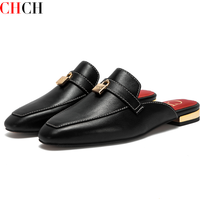 CHCH Women's Muller Shoes 2026 New High Quality Cow Leather Women's Flat Shoes Round Head