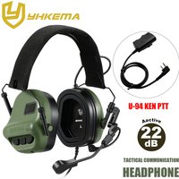YHKEMA E70 Tactical Shooting Headset + U94 PTT for kenwood, Active Noise Canceling Earmuffs for Hunting, Airsoft