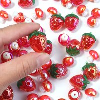 5-10pcs Strawberry Acrylic Beads Sweet Mushroom Loose Beads For DIY Jewelry Making Bracelets Necklace Earrings Keychain Supplies