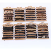 6PCS Men’s Vintage Multi-Layer Leather Bracelet Set | Handmade Braided Wrap Trendy Masculine Jewelry Accessories