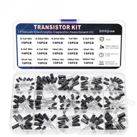 200pcs/lot Electrolytic Capacitor Assortment Kit - 15 Values (10V, 16V, 25V, 50V) 0.1uF-220uF - Includes 0.22uF, 2.2uF, 100uF